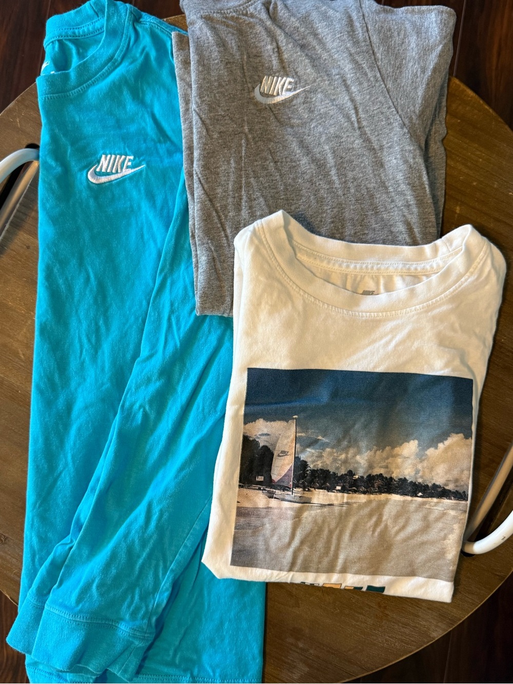 Nike Kids Long Sleeve Tees - Turquoise, Gray, White